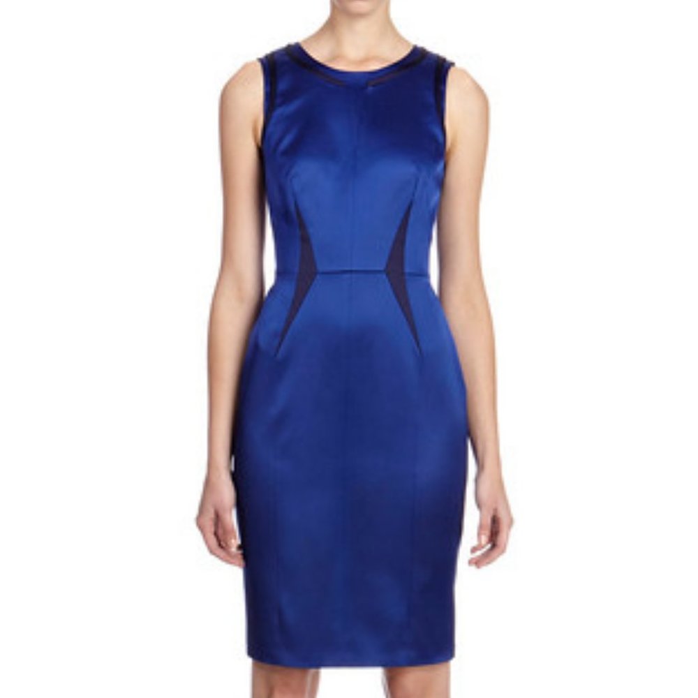 Karen Millen navy blue satin dress
